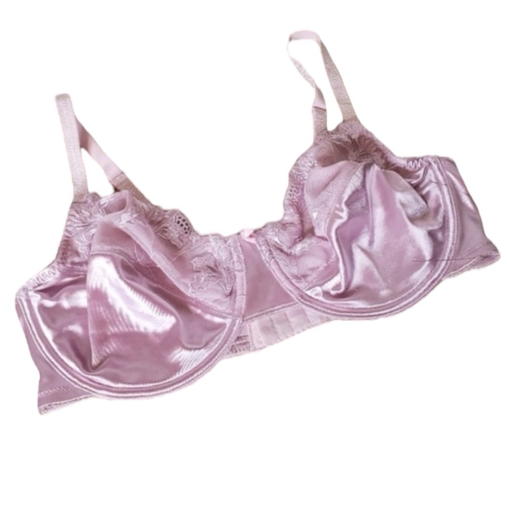 38DD/E Addition Elle Pink Satin Full Coverage Unpadded Underwire Bra